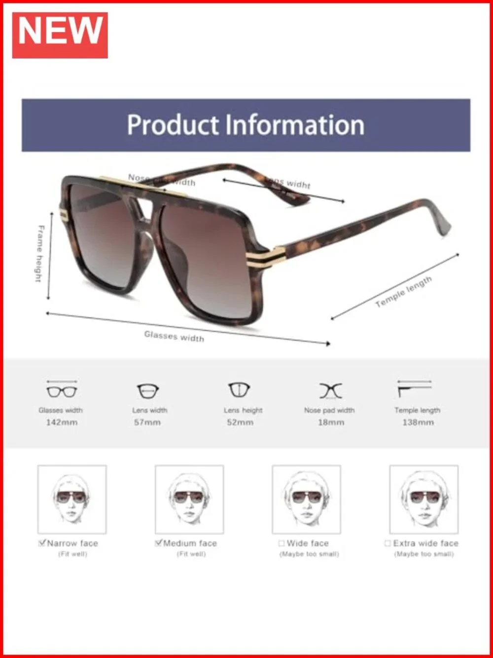 Retro Oversized Polarized Square Sunglasses Womens Unisex
